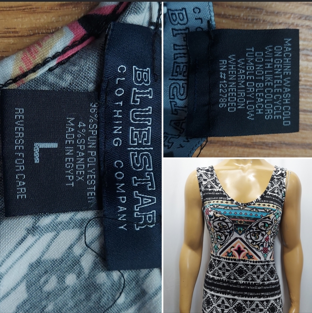 Blue Star Abstract Print Open Back Maxi Dress - Picture 8 of 10
